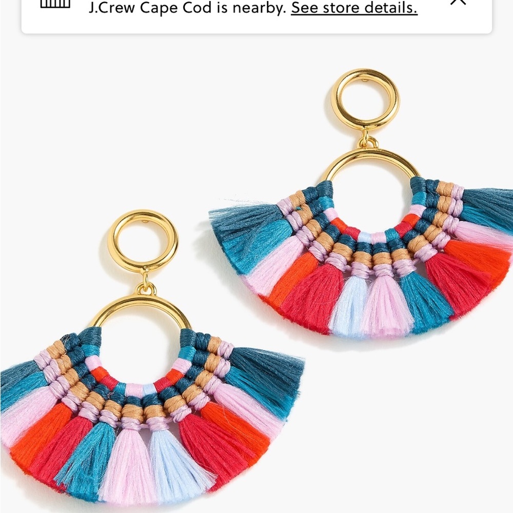 J. Crew Colorful Fringe Hoop Earrings
